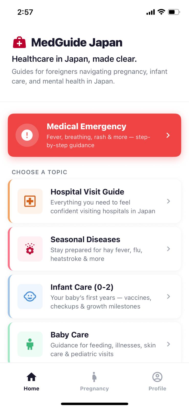 MedGuide Japan App Screen